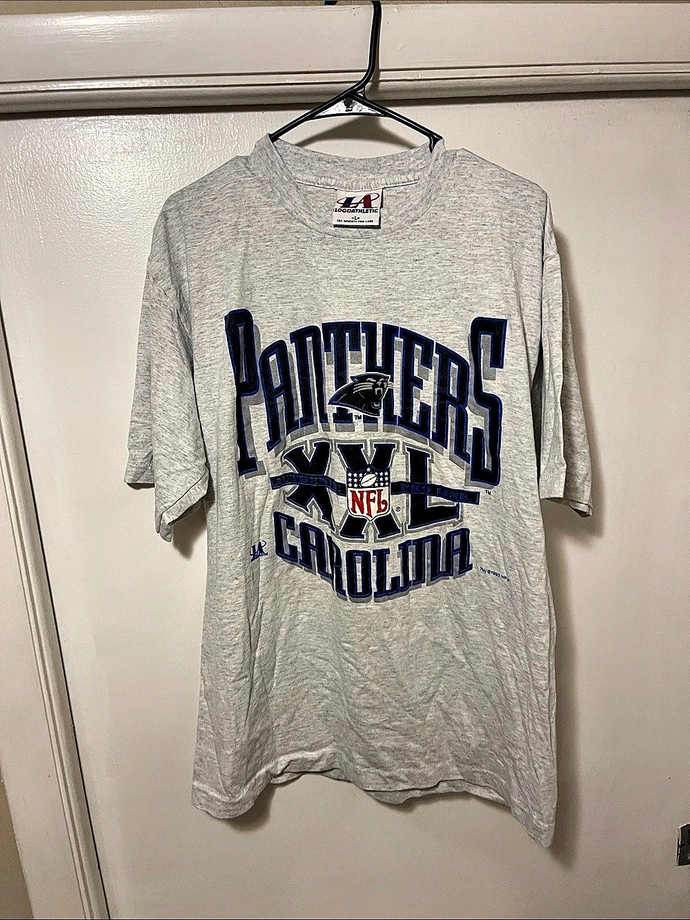 Vintage 1993 Carolina Panthers NFL Pro Line T-Shirt Men's Gray & Blue